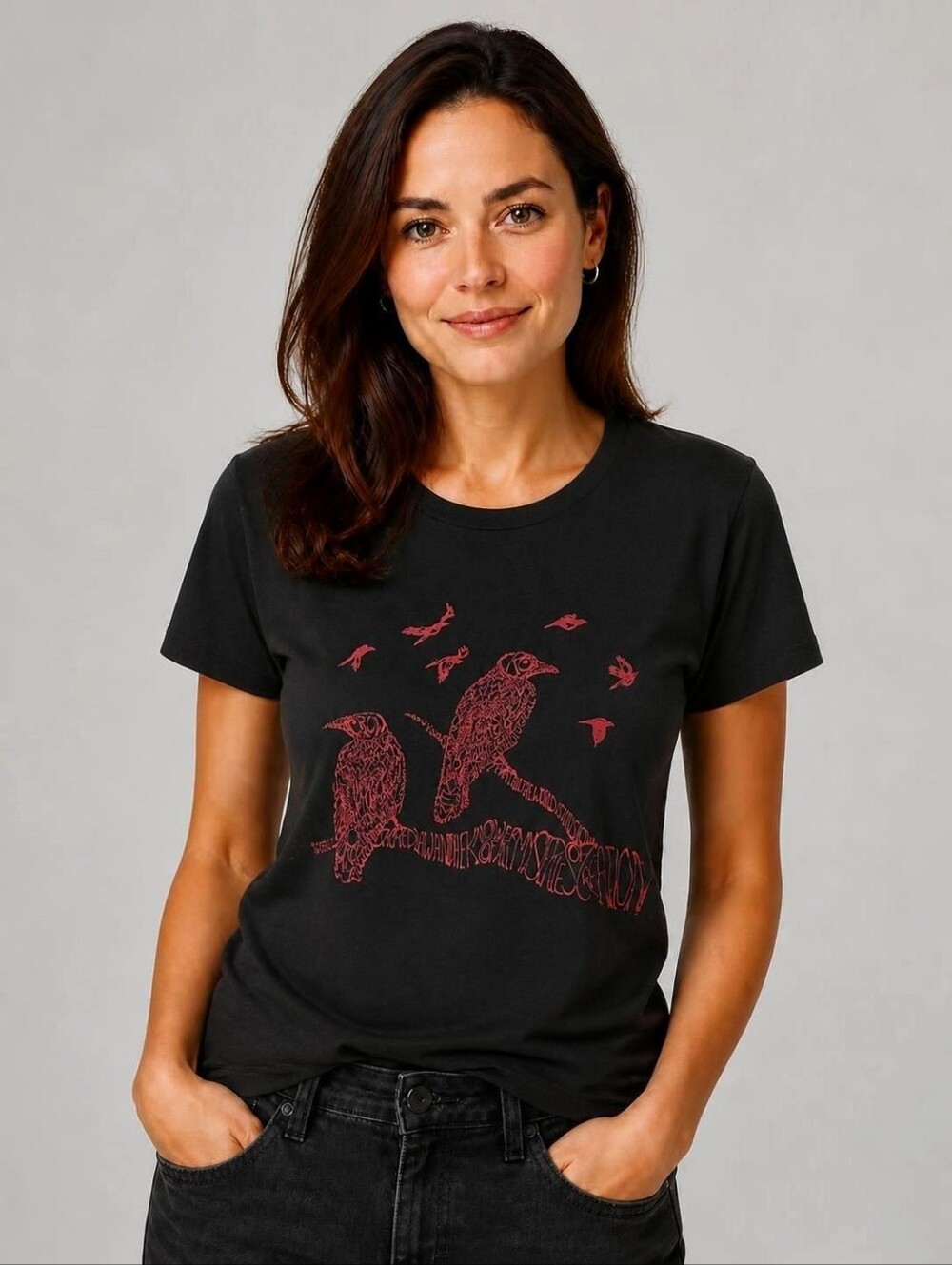 Crow 2D Word Design Graphics T-Shirt